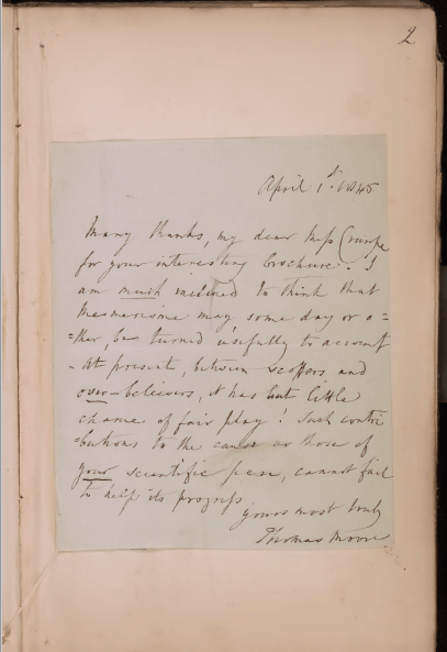 This letter resembles the previous one but is written on smaller notepaper. The page of the book which it's pasted into has a number 2 clearly written in the top right corner. A transcript of this letter follows in the main body of the post.